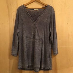 Grey Waffle 3/4 Sleeve Top